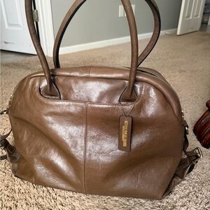Classic Brown Leather Tote with Double Handles